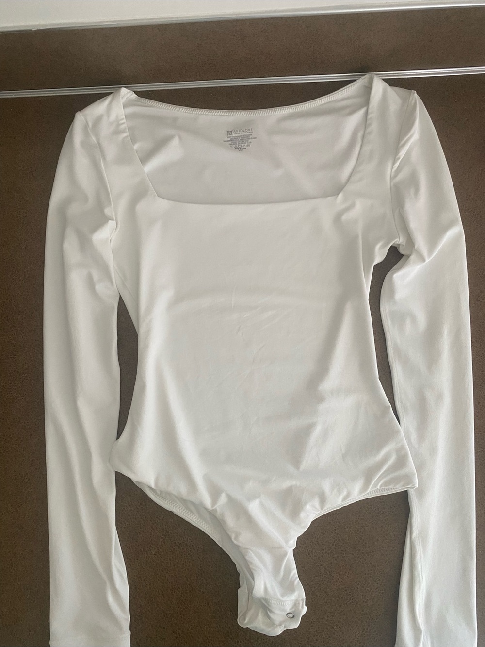Women's Long Sleeve Square Neck Bodysuit - White
